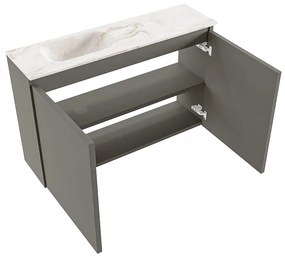 Mondiaz Ture DLux toiletmeubel 80cm smoke met wastafel frappe links zonder kraangat