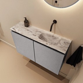 Mondiaz Ture DLux toiletmeubel 80cm plata met wastafel glace rechts zonder kraangat