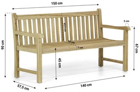 Houten Tuinbank  teak 150 cm Teak Old teak greywash Garden Collections Preston