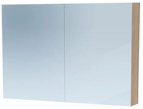 Saniclass Dual Spiegelkast - 100x70x15cm - 2 links- rechtsdraaiende spiegeldeur - MFC - legno calore 7770