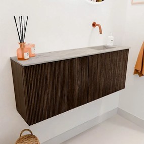 Mondiaz Joya DLux 100cm toiletmeubel walnut met wastafel faye rechts zonder kraangat glace
