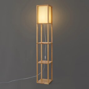 Moderne vloerlamp hout met beige kap - Stojan