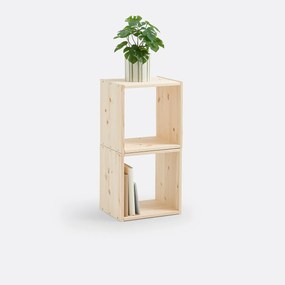 Opbergkubussen, set van 2 in ruw massief dennenhout, Edgar