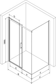 Mexen Omega schuifbare douchecabine 120 x 90 cm, transparant, chroom - 825-120-090-01-00