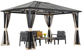 Moderne tuinprieel Santiago 4x4 m met klamboe Garden Point beige