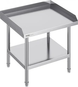 VEVOR RVS werktafel, commerciële voedselbereidingstafel, 610 x 711 x 660 mm spatscherm aan drie zijden, robuuste voorbereidingstafel met verstelbare hoogte