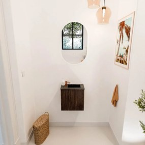 Mondiaz Joya DLux 40cm toiletmeubel walnut met wastafel faye rechts 1 kraangat lava
