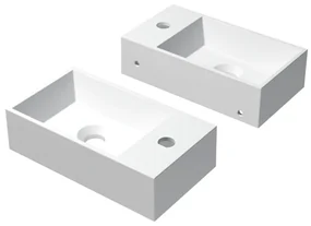 INK Contra Fontein - 40x22x10cm - wasbak links - 1 kraangat - polystone wit mat 3403042