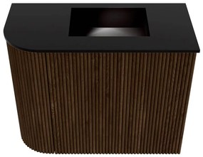 Mondiaz Joya 50cm toiletmeubel ronding links walnut met wastafel faye rechts 1 kraangat urban