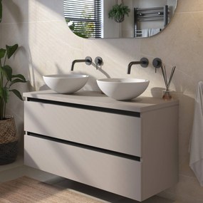 Saqu Gaia voorgemonteerd badmeubel incl. afdekblad met zwarte greeplijst 120cm mat greige