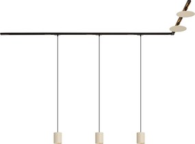 Modern railsysteem zwart met 3 hanglampen en 2 plafondlampen beige 1-fase - Iconic Holt Pulley
