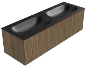 Mondiaz Kurve 140cm badmeubel dusk met 2 lades en wastafel big small dubbel zonder kraangat urban