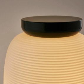 Tafellamp van gegroefd opalineglas en ijzermetaal, TILAN