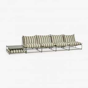 Tuinset Met Modulaire 4-delige Bank En Ombouwbare Bijzettafel Amaro Tapiocabeige - Diep Olijfgroen - Sklum