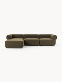 Modulaire bank Anton (4-zits) met poef (links/rechts) van bouclé