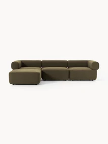 Modulaire bank Anton (4-zits) met poef (links/rechts) van bouclé