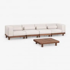 Tuinset Met 4-delige Modulaire Bank Met 2 Hoekmodules En Salontafel Van Acaciahout Edrien Acacia Bruin - Sklum