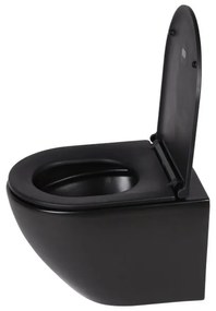 Differnz Wand toilet Rimless met zitting keramiek zwart 49 x 36 x 37 cm 38.500.09