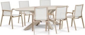 Tuinset 6 personen 240 cm Aluminium Zand/Beige Lifestyle Garden Furniture Fiora/Lunea