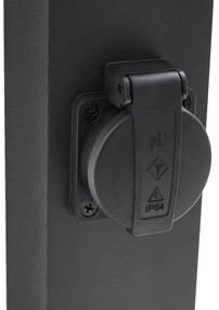 Buitenlamp zwart met grondpin en kabelmof 65cm incl. stopcontact IP44 - Baleno