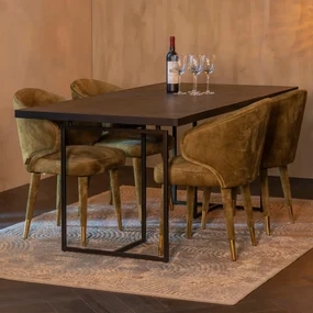 Eettafel Visgraat Zwart - 180 X 90cm.