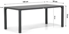 Tuinset 4 personen 180 cm Aluminium/Textileen /Aluminium/textileen Grijs Presto Lucardo/Pallazo