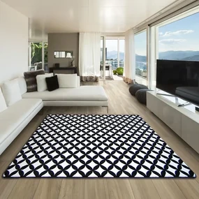Tapijt SKETCH - F757 room/zwart - Ruit