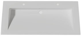 Lambini Designs Flora solid surface wastafel 100cm met 2 kraangaten wit mat