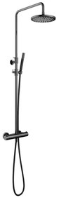 Hotbath Cobber thermostatische regendoucheset met 20cm ronde hoofddouche staafhanddouche zwart chroom SDS9BK