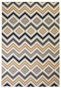vidaXL Vloerkleed modern zigzag ontwerp 120x170 cm bruin/zwart/blauw