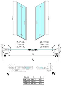 Polysan Zoom Line Black vouwdeur rechts 90x200cm zwart