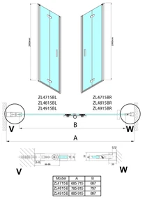 Polysan Zoom Line Black vouwdeur rechts voor nis 80x200cm zwart