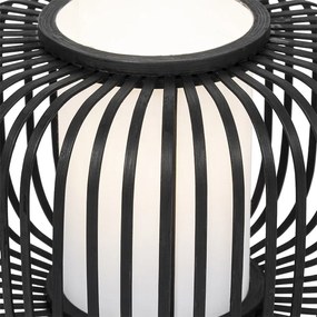 Moderne tafellamp zwart met bamboe - Bambuk Landelijk E27 rond Binnenverlichting Lamp