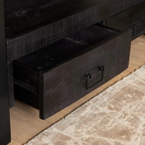 Starfurn Boaz Black Tv-meubel Van Zwart Mangohout 100 Cm - 150x51x41cm.