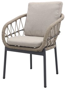 Julia naturel rope dining tuinstoel - Antraciet