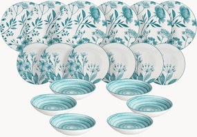 Porseleinen serviesset Madison Coralie Teal, 6 personen, 18-delig