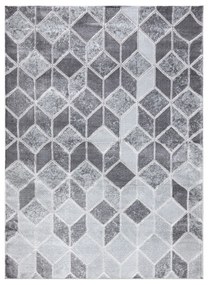 Tapijt MEFE modern B400 blokjes, geometrisch , 3D - Structureel,  twee poolhoogte , donker grijskleuring