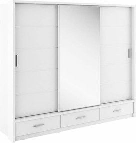 Kledingkast Fresno 100, Wit, 215x250x63cm, 244 kg, Kledingkast deuren: Schuivend, Aantal planken: 6, Aantal planken: 6