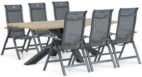 Tuinset 6 personen 220 cm Aluminium/textileen Grijs Hartman Alice/Azzurro