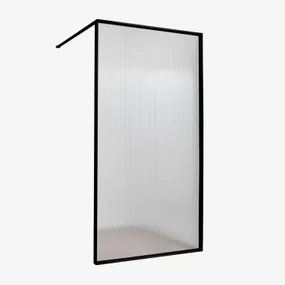 Vaste Douchewand Met 5 Mm Gehard Glas En Trafalgar Aluminium Matzwart & Transparant Gegolfd & 80 X 195 Cm - Sklum