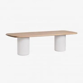 Rectangulaire Eettafel 270x110 Cm Van Acaciahout Bogota Wit & Lichte Acaciekleur - Sklum