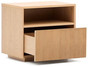 Kave Home Helvine Nachtkastje Eiken Met Ribbels - 60x40x52cm.