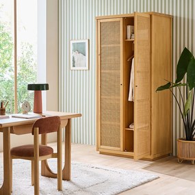 Kast 2 deuren in massief dennen-en riethout, Gabin