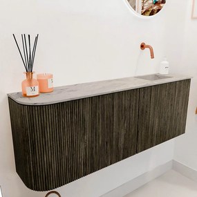 Mondiaz Joya DLux 110cm toiletmeubel ronding links shadow met wastafel faye rechts zonder kraangat glace