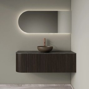Gliss Design Alluro badmeubel ribbelfront met ronding links 120cm ebony en zwart leisteen toppaneel
