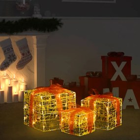 vidaXL Kerstverlichting geschenkdozen 3 st decoratief acryl warmwit