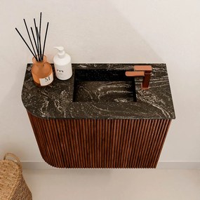 Mondiaz Joya DLux 50cm toiletmeubel ronding links ruby met wastafel faye rechts 1 kraangat lava