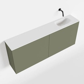 Zaro Polly toiletmeubel 120cm army met witte wastafel zonder kraangat rechts