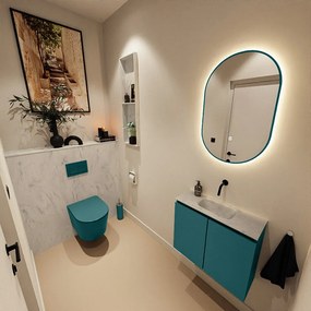 Mondiaz Ture DLux toiletmeubel 60cm smag met wastafel opalo midden zonder kraangat