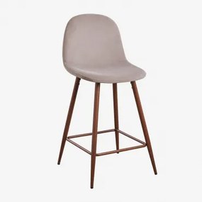 Set Van 2 Hoge Krukken Van Glamm-fluweel Donker Hout & Grijs – Taupe & ↑65 Cm - Sklum